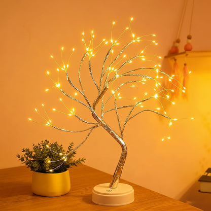 Warm LED Table Lamp with Mini Tree Home Decoration