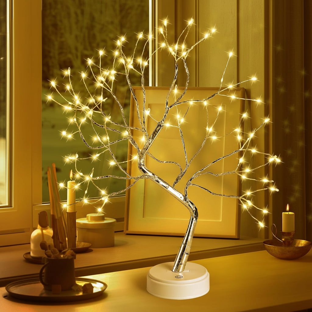 Warm LED Table Lamp with Mini Tree Home Decoration