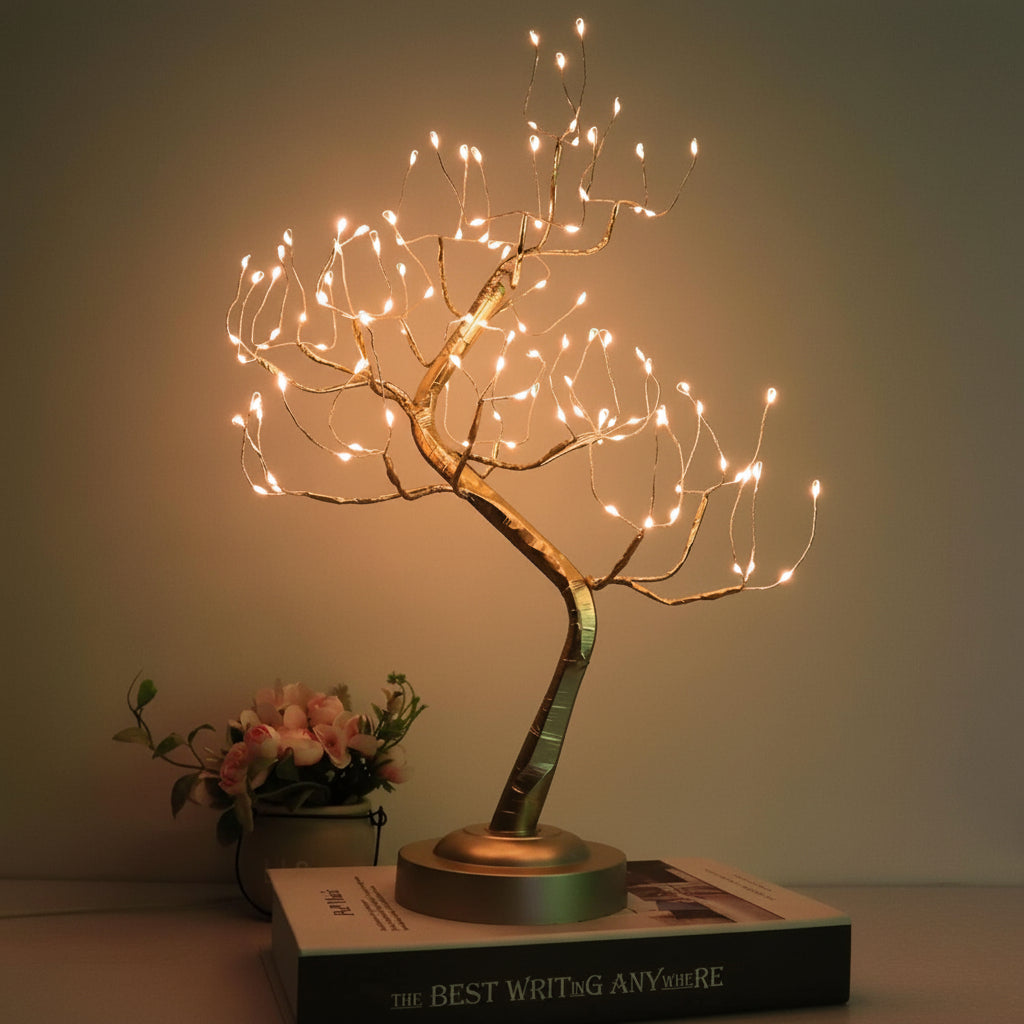 Warm LED Table Lamp with Mini Tree Home Decoration