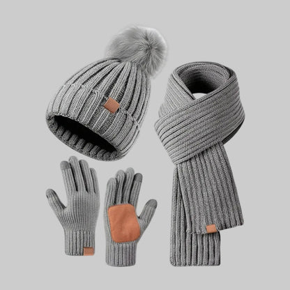 Cold Weather Knit Beanie Scarf Insulated Gloves Set