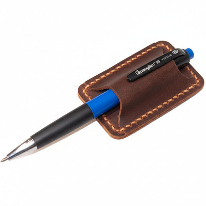 Genuine Leather Notebook Clip On Pen Holder Accessory