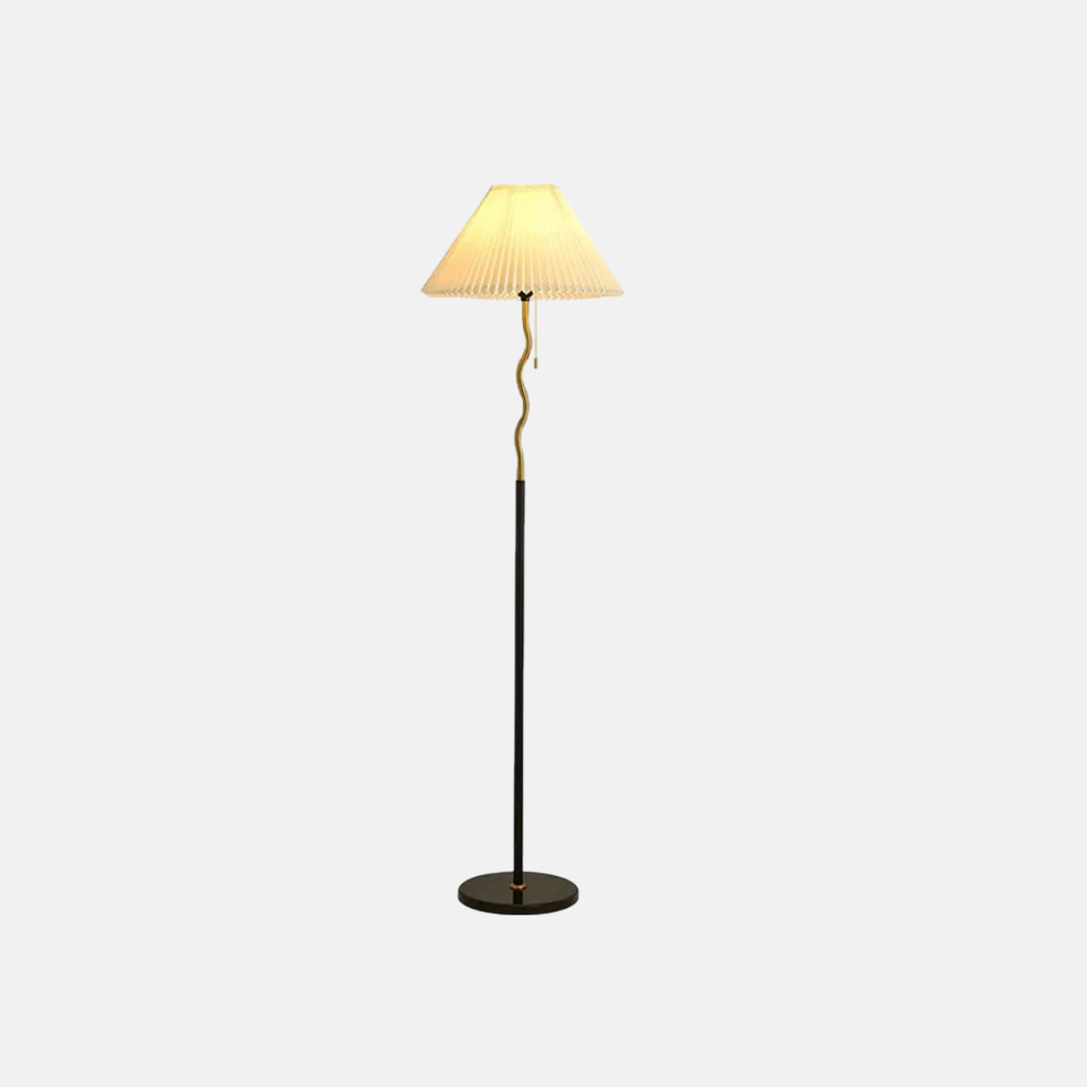 Minimalist Black Floor Lamp Metal Fabric Hooded Living Room-2