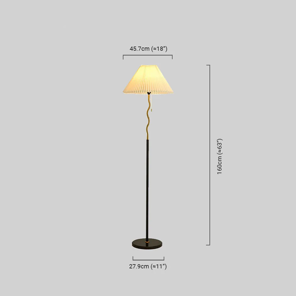 Minimalist Black Floor Lamp Metal Fabric Hooded Living Room-4