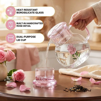 Delicate Floral Clear Tea Pot
