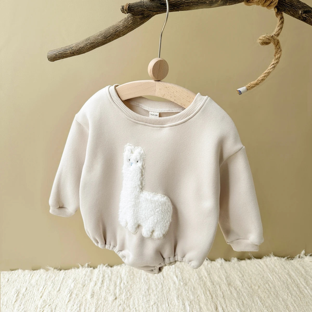 Baby Bodysuit Romper Lama Print Soft Cotton Beige Brown 0-1.5 Years 4