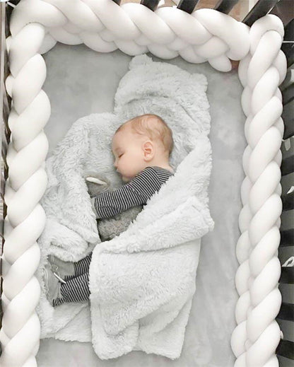 Baby Bumper Ademend Katoenmix Veilig Stijlvol 200-400 cm Naturel Zand Oudroze Grijsblauw Saliegroen 2