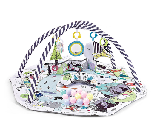 Baby Play Mat 8-in-1 Multifunctional with Detachable Sensory Toys Soft Washable Textile 8