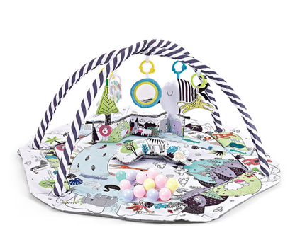 Baby Play Mat 8-in-1 Multifunctional with Detachable Sensory Toys Soft Washable Textile 8