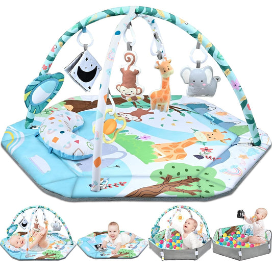 Large Baby Playmat with 6 Detachable Toys and Cushy Fabric - Lusomart