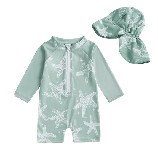Toddler Sun Safe Swimsuit with UPF 50+ Sun Hat - Lusomart