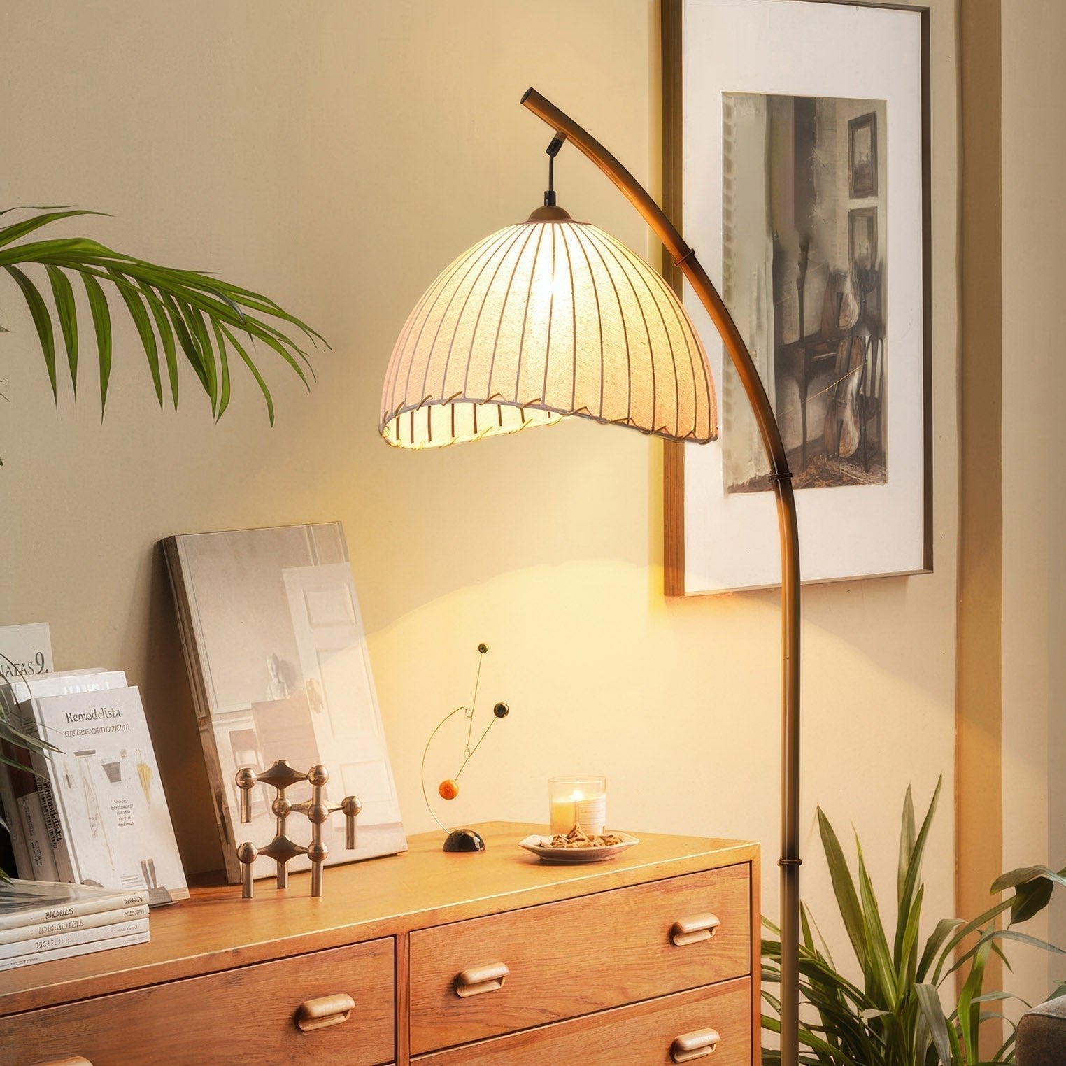 BambooAura | Modern Elegant Standing Floor Lamp with Linen Shade 2