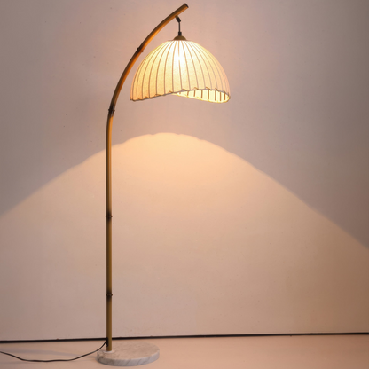 BambooAura | Modern Elegant Standing Floor Lamp with Linen Shade 3