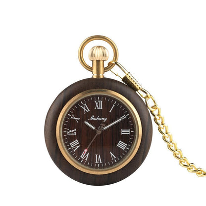 Elegant Wood Pocket Watch for Men with Chain - Lusomart