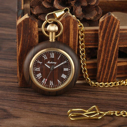 BambooElegance | Stylish Natural Wooden Pocket Watch with Chain for Men 2