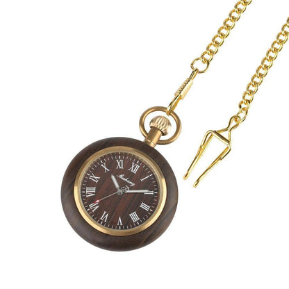 BambooElegance | Stylish Natural Wooden Pocket Watch with Chain for Men 3