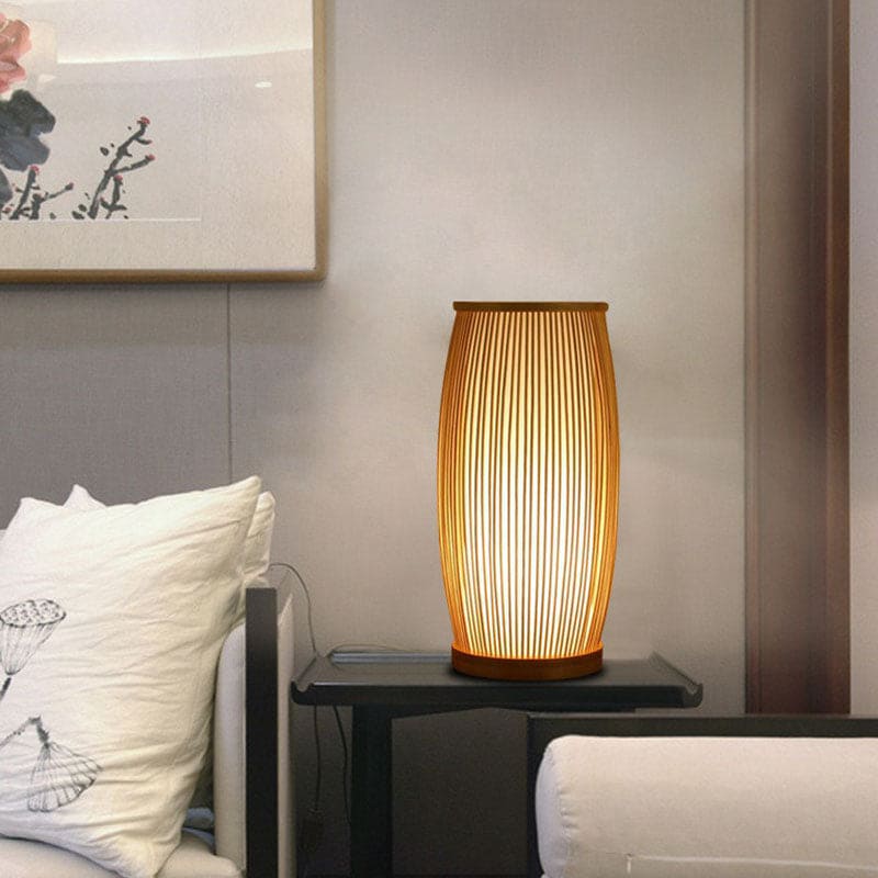 Natural Bamboo Table Lamp with Warm LED Lighting - Lusomart