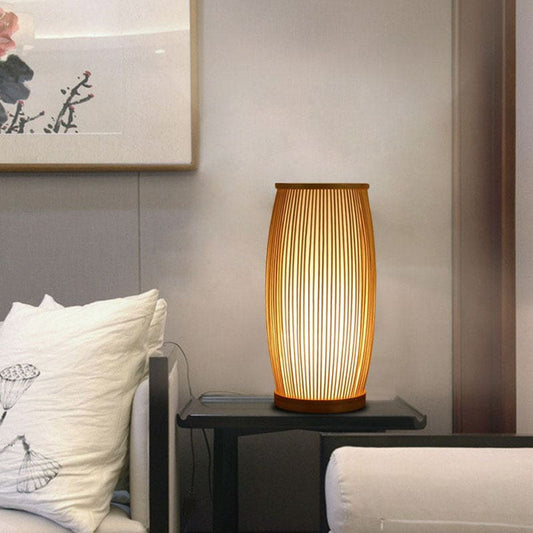 Natural Bamboo Table Lamp with Warm LED Lighting - Lusomart