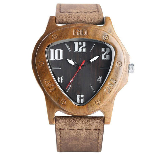 Stylish Bamboo Quartz Watch with Brown Leather Band - Lusomart