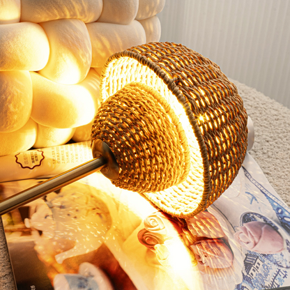 Natural Wicker Mushroom Desk Lamp