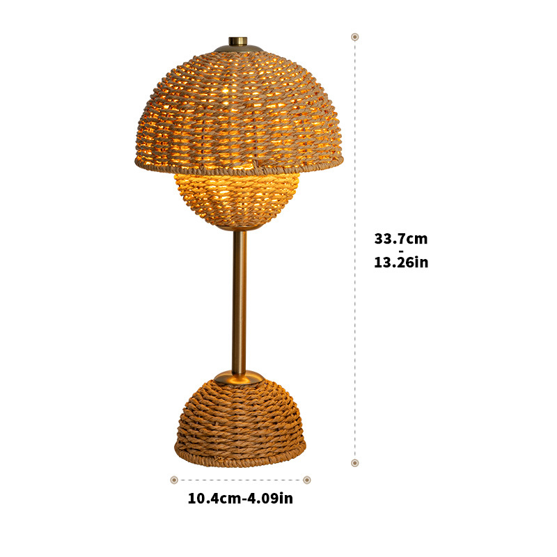 Natural Wicker Mushroom Desk Lamp