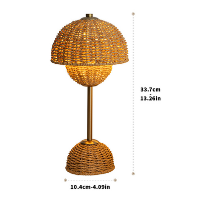 Natural Wicker Mushroom Desk Lamp
