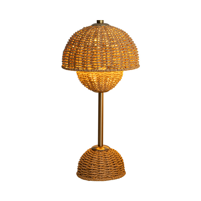 Natural Wicker Mushroom Desk Lamp - Lusomart