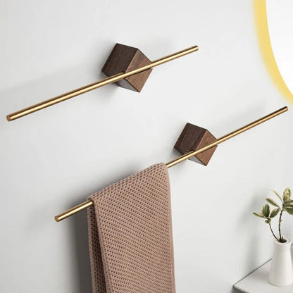 Premium Bathroom Towel Holder With Metal And Wooden Brackets - Lusomart