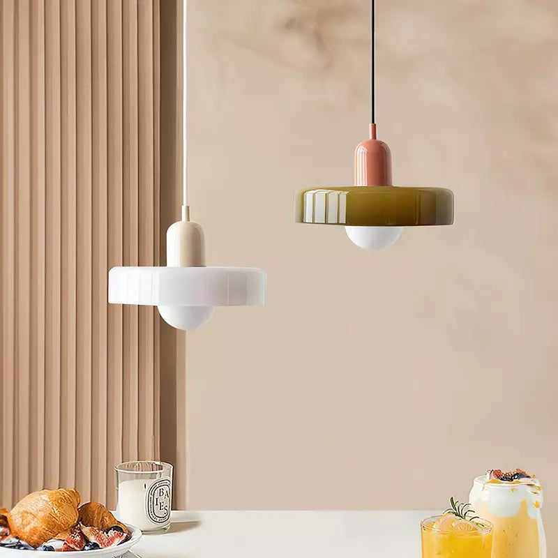 Colorful Glass Drop Pendant Light With Adjustable Arm