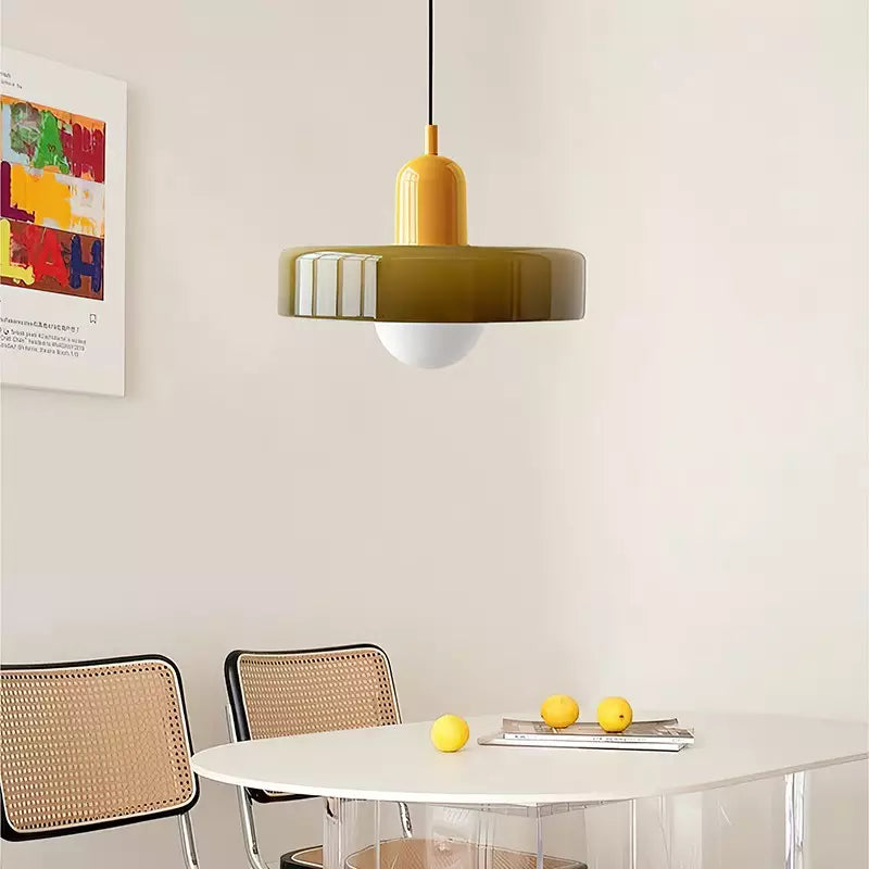 Colorful Glass Drop Pendant Light With Adjustable Arm