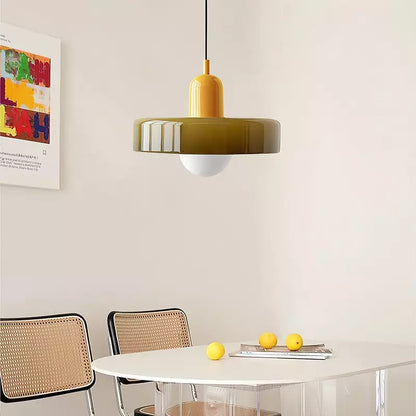 Colorful Glass Drop Pendant Light With Adjustable Arm