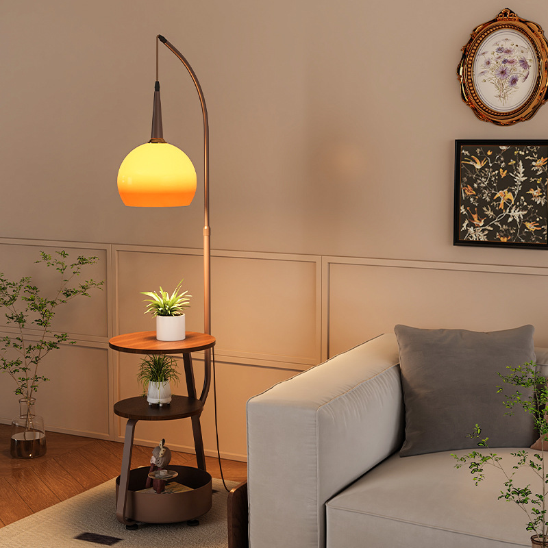 Stylish Glass Top Floor Lamp With Shelf
