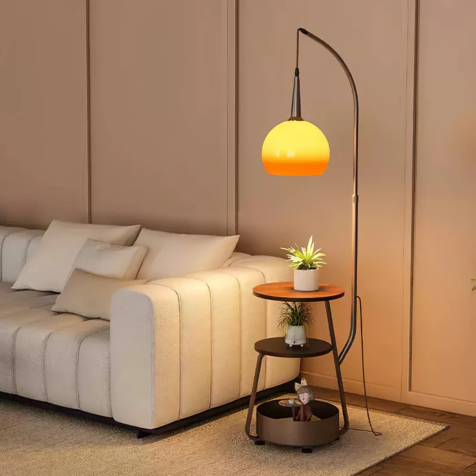 Stylish Glass Top Floor Lamp With Shelf