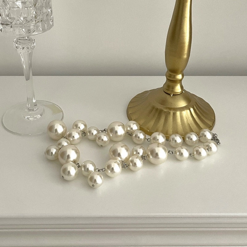 Elegant White Pearl Necklace - Lusomart