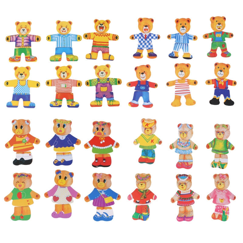 BearDrobe – Wooden dress-up puzzle set for children with interchangeable outfit pieces 5