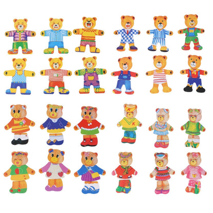 BearDrobe – Wooden dress-up puzzle set for children with interchangeable outfit pieces 5