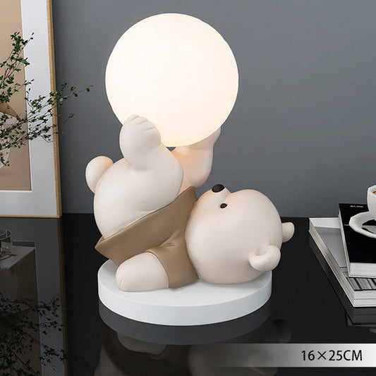 Soft Moon LED Table Lamp with Teddy Bear Accent - Lusomart