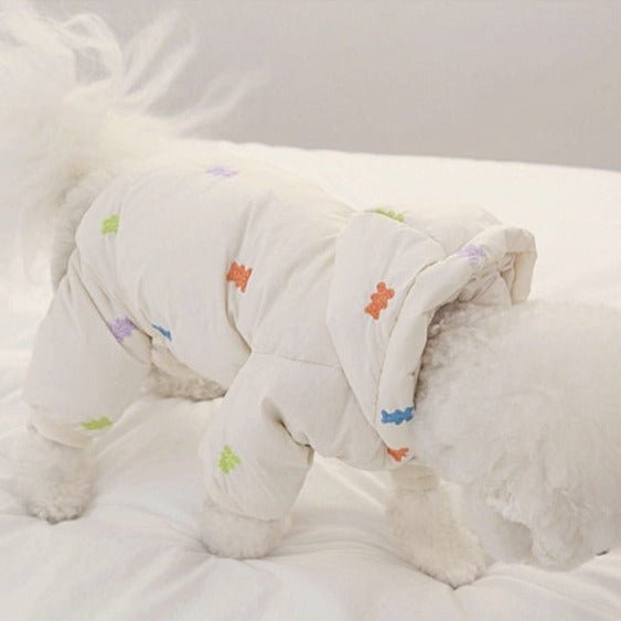 Bear Pattern Jumpsuit Jacket for Small to Medium Dogs – Cozy and Stylish Winter Wear 7