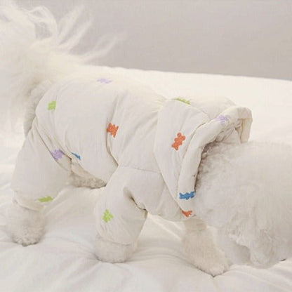 Bear Pattern Jumpsuit Jacket for Small to Medium Dogs – Cozy and Stylish Winter Wear 7