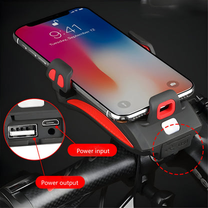 Rechargeable Bike Phone Holder Light Set with Horn