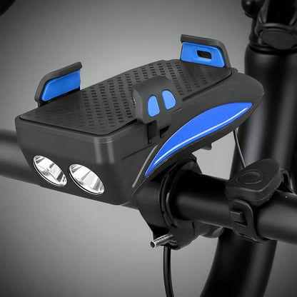 Rechargeable Bike Phone Holder Light Set with Horn