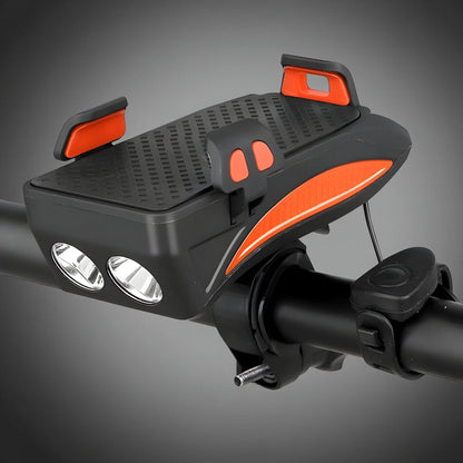 Rechargeable Bike Phone Holder Light Set with Horn