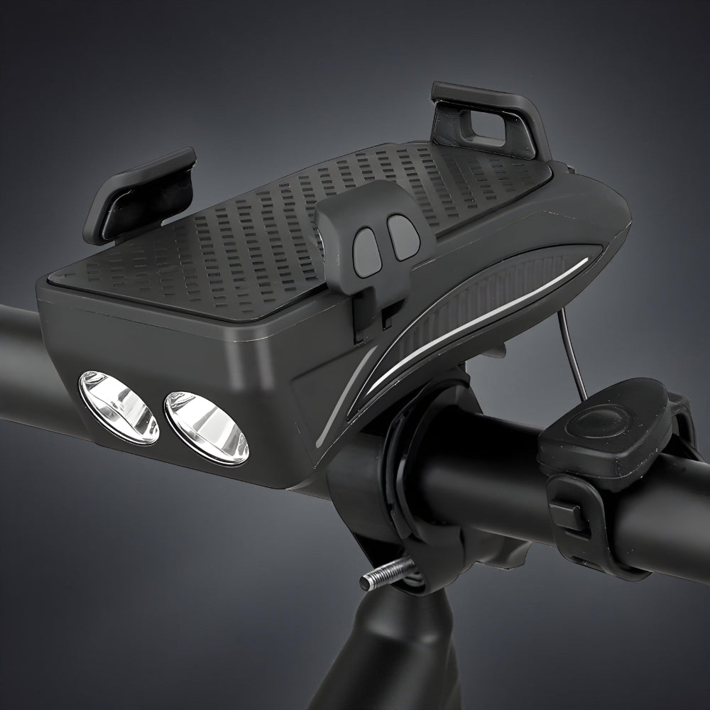 Rechargeable Bike Phone Holder Light Set with Horn