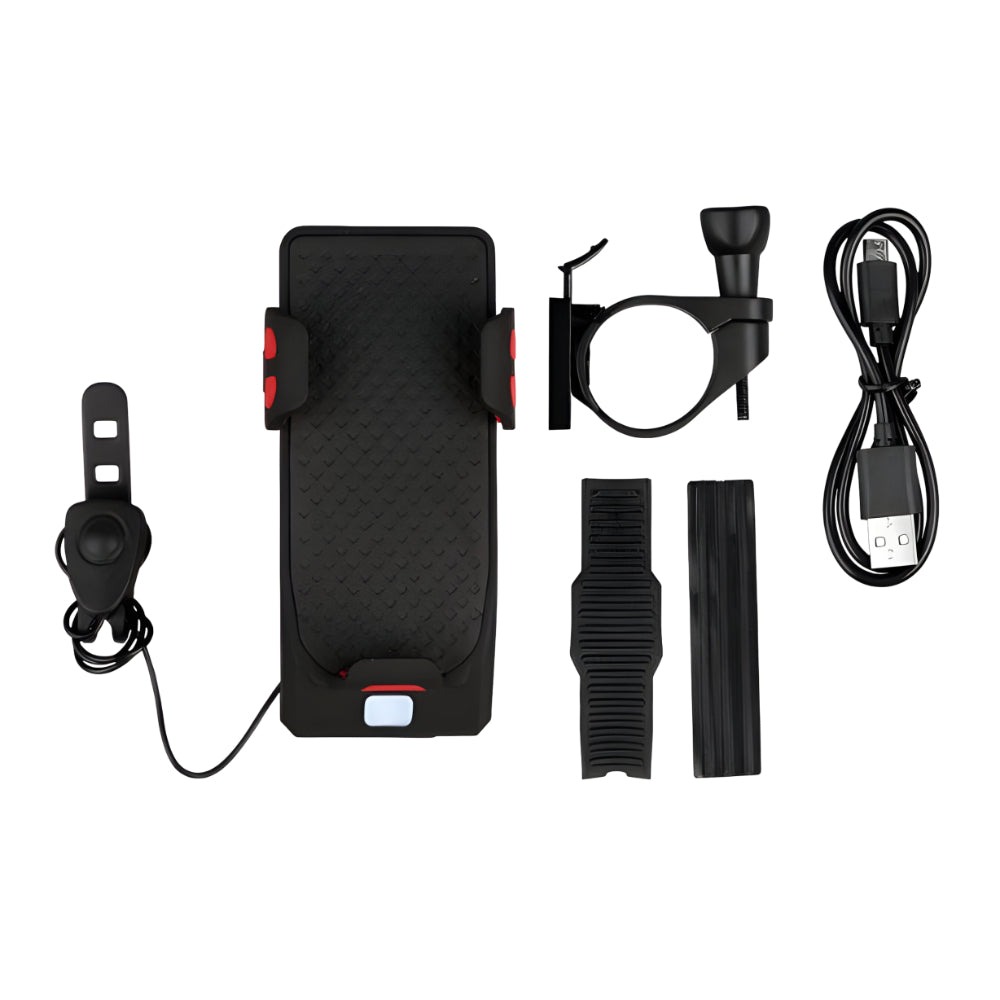 Rechargeable Bike Phone Holder Light Set with Horn