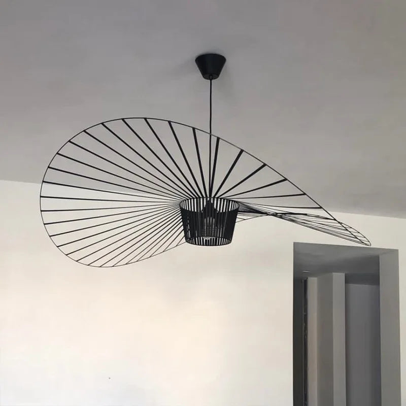 Sleek Black Metal Hanging Ceiling Lamp