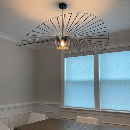 Sleek Black Metal Hanging Ceiling Lamp