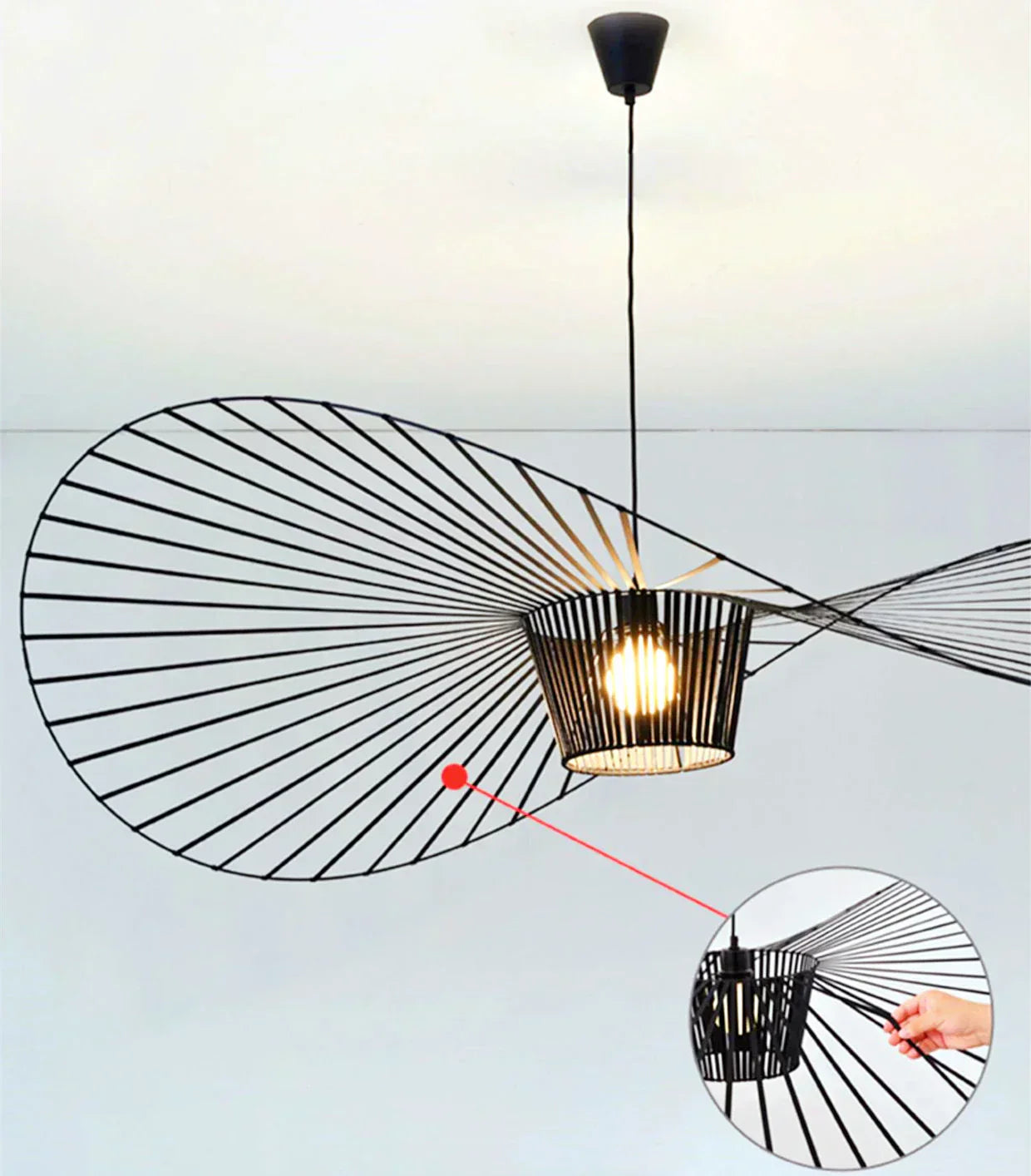 Sleek Black Metal Hanging Ceiling Lamp