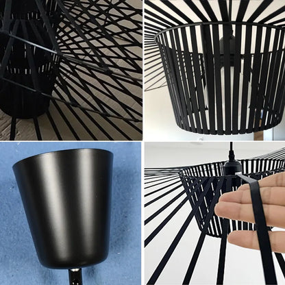 Sleek Black Metal Hanging Ceiling Lamp
