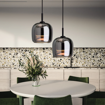 Sleek Black Glass Kitchen Island Light Fixture