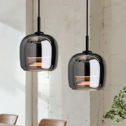 Sleek Black Glass Kitchen Island Light Fixture