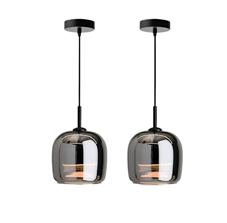 Sleek Black Glass Kitchen Island Light Fixture